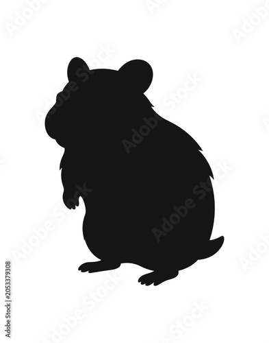 Silhouette of a Cute Hamster Standing Upright.