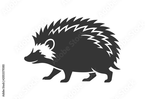 Stylized Silhouette of a Cute Hedgehog Walking.