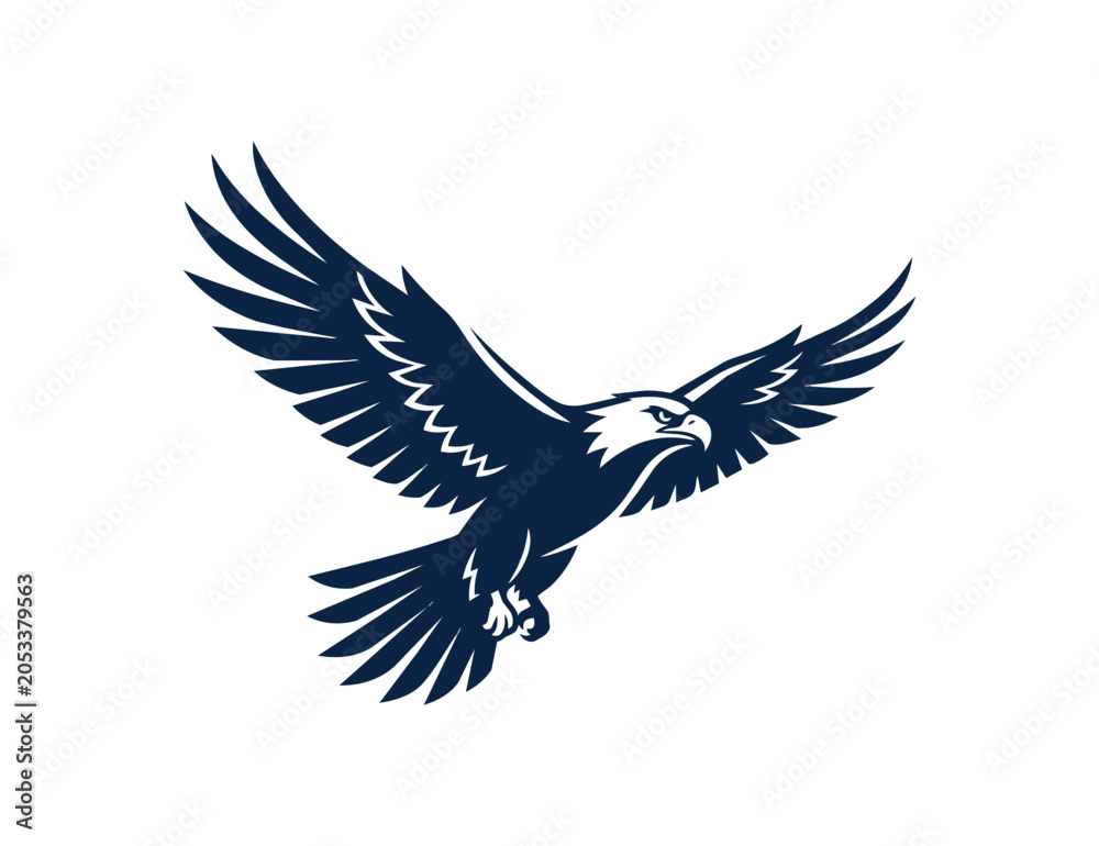 Fototapeta premium Majestic Dark Blue Eagle Soaring with Wings Spread Wide.