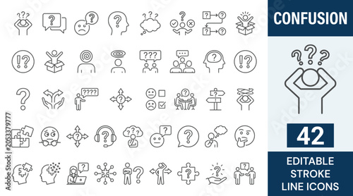 Tableau sur toile Confusion icon set