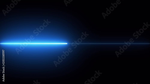 Abstract blue light streak on black background a horizontal beam of bright glowing against a solid dark background, representing energy