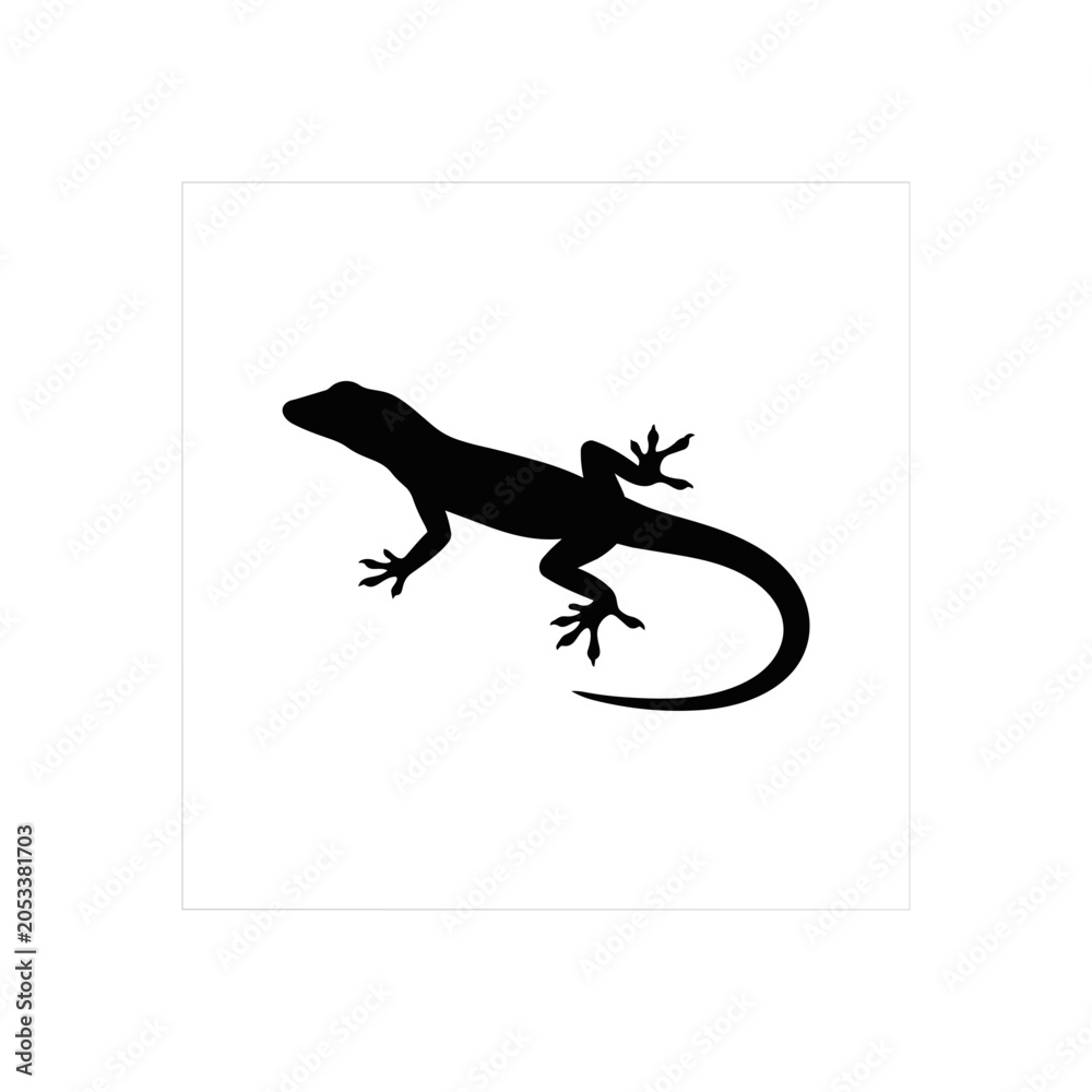 Obraz premium Silhouette of a Gecko Lizard on a White Background.