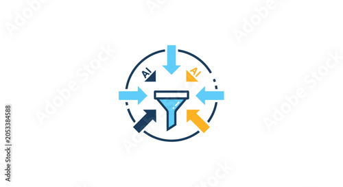 Foto A minimalist digital icon representing data filtering and automated processing s