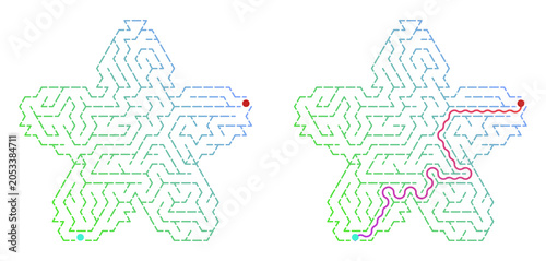 Flower labyrinth printable with answers for kids on a transparent background, ideal for educational websites, books and print media
