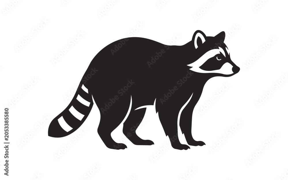 Obraz premium Stylized Silhouette of a Raccoon Standing Profile.