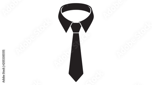 Elegant formal shirt collar with necktie silhouette vector icon for corporate dress code