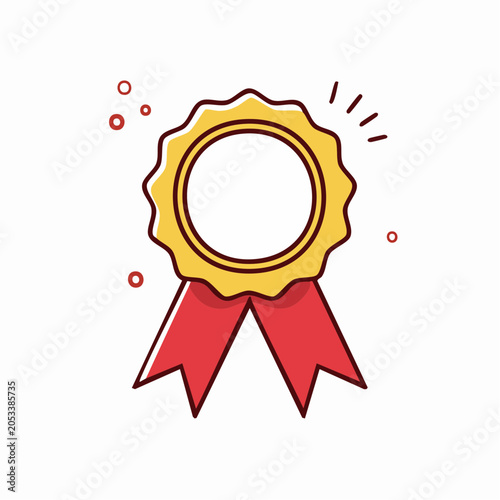 Gold Medal with Red Ribbon