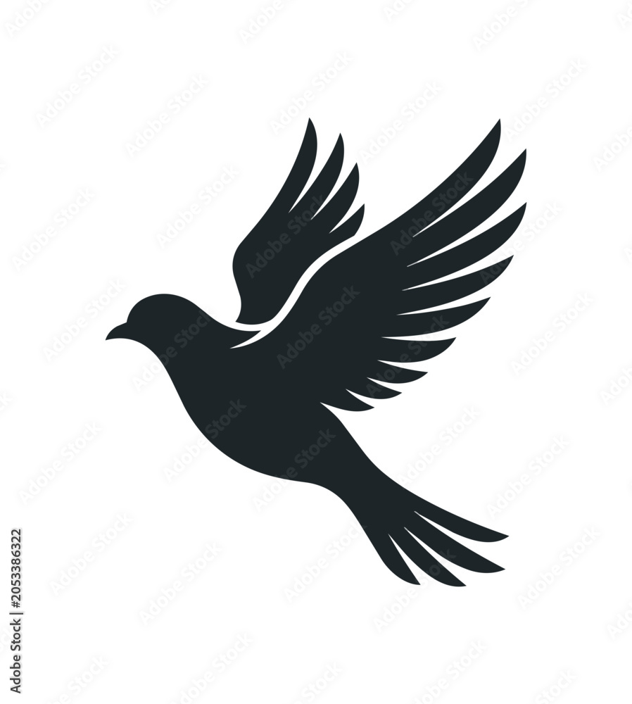 Fototapeta premium Silhouette of a Dove in Flight.