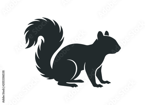 Silhouette of a Squirrel with a Bushy Tail.