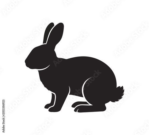 Silhouette of a Rabbit Sitting Gracefully.