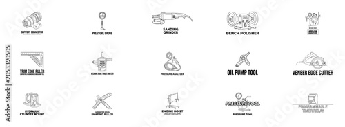 Fotografija Industrial Tools and Equipment Icon Set