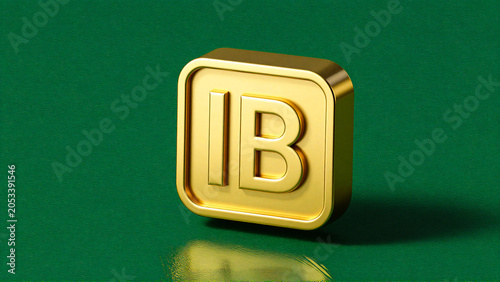 Elegant Golden IB Monogram Icon - Modern 3D Render