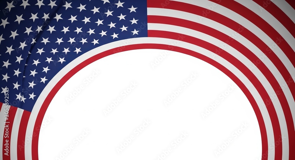 Fototapeta premium American flag arc with white space for text