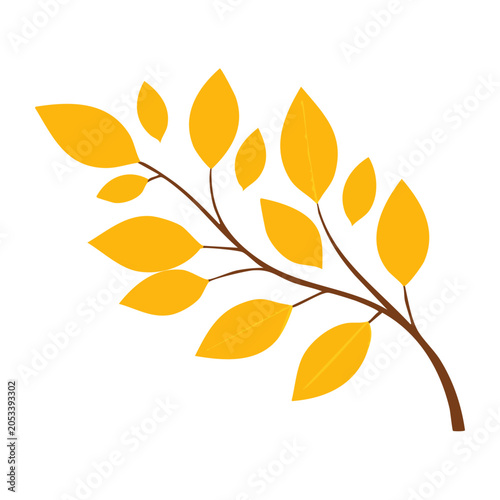 Minimalist yellow leaf branch illustration