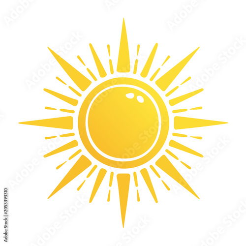 Minimalist yellow sun vector illustration
