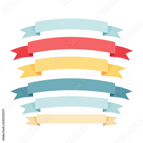 Set of colorful ribbon banners on transparent background