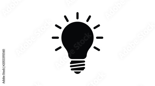 Foto Light Bulb Silhouette Icon On White Background Simple Illustration