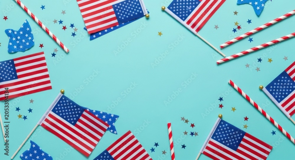 Fototapeta premium American Flag Background for Fourth of July Independence Day Celebration with Stars and Stripes Design