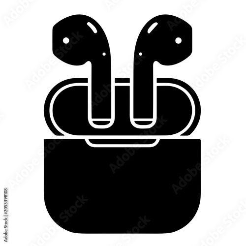 icon wireless earbuds vector illustration