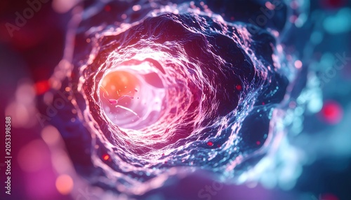 Vibrant Abstract Tunnel with Pink Light.