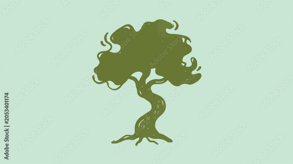 Fototapeta premium Abstract tree silhouette with wobble effect