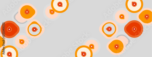 Quadro su tela Orange circles, varying sizes, float upon light gray background