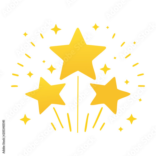 Three yellow stars with sparkles