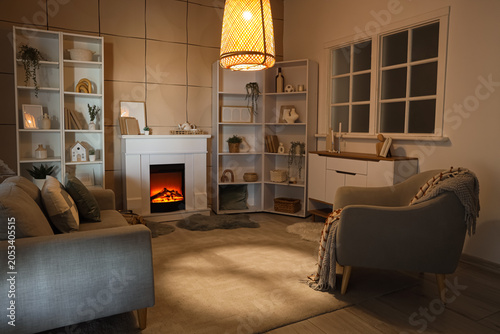 Cozy living room interior w...