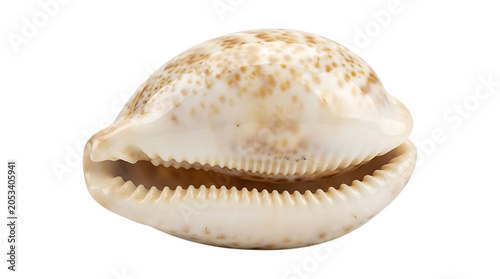 Polished tiger cowrie seashell delivering an elegant natural design element for coastal branding and marine advertising