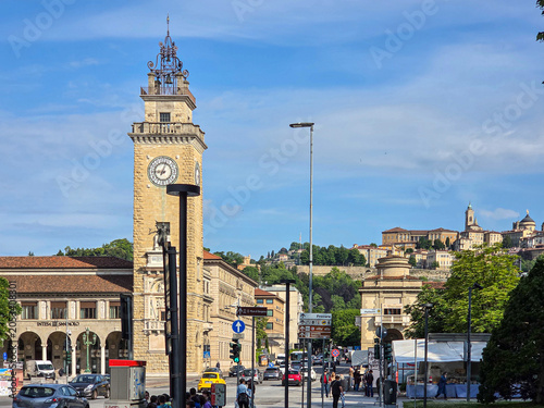 Architecture of the small town of Bergamo, Italy.