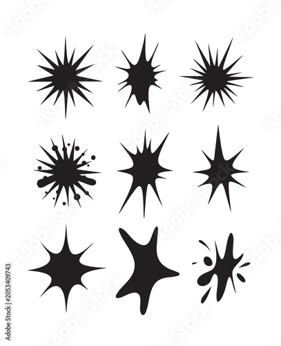 Abstract Organic Shapes and Spark Symbols Collection – Modern Vector Elements