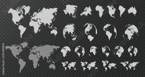 Photos Planet Earth continents vector set