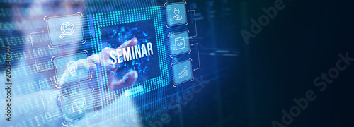 Business, Technology, Internet and network concept. Webinar e-learning. Training concept. 3d illustration