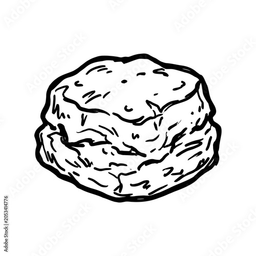 Cuadro en lienzo Hand drawn doodle of a fresh baked buttermilk biscuit sketch