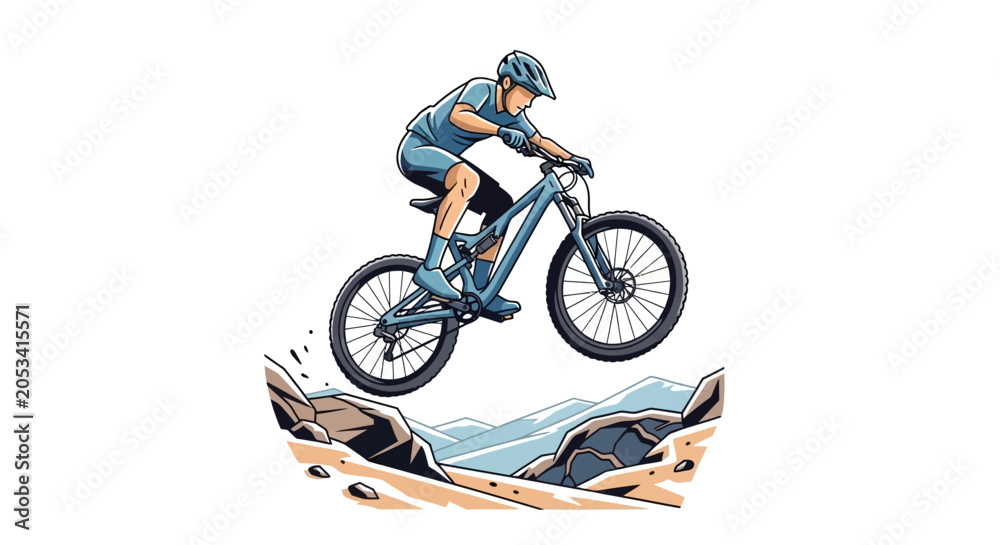 Obraz premium Mountain biker in mid air stunt.