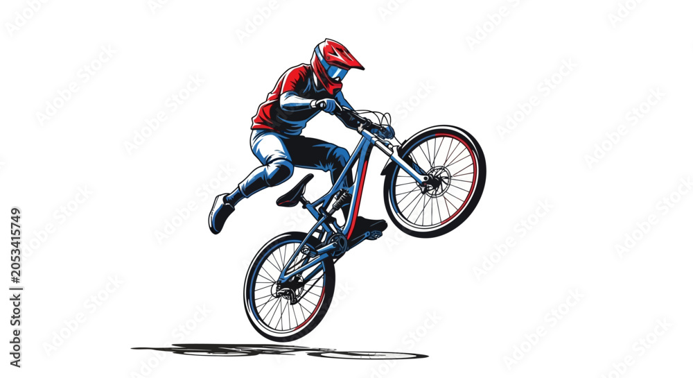 Fototapeta premium BMX rider performing aerial stunt trick.