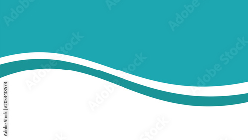 Obraz na płótnie Abstract teal and white background with dual wavy dividing lines forming smooth