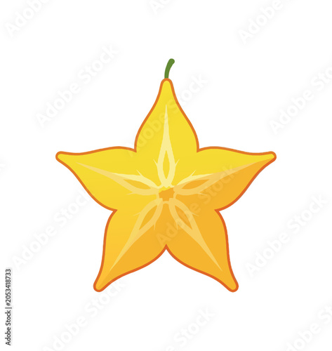Illustration of a vibrant yellow star fruit slice.