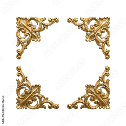 Ornate Gold Corner Embellishments Transparent Background