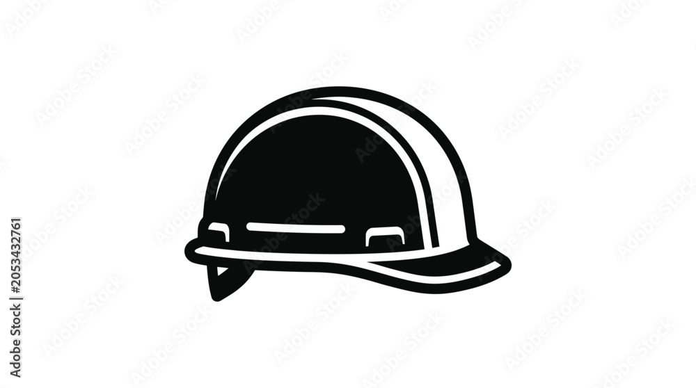 Fototapeta premium Black and white industrial safety hard hat helmet icon.