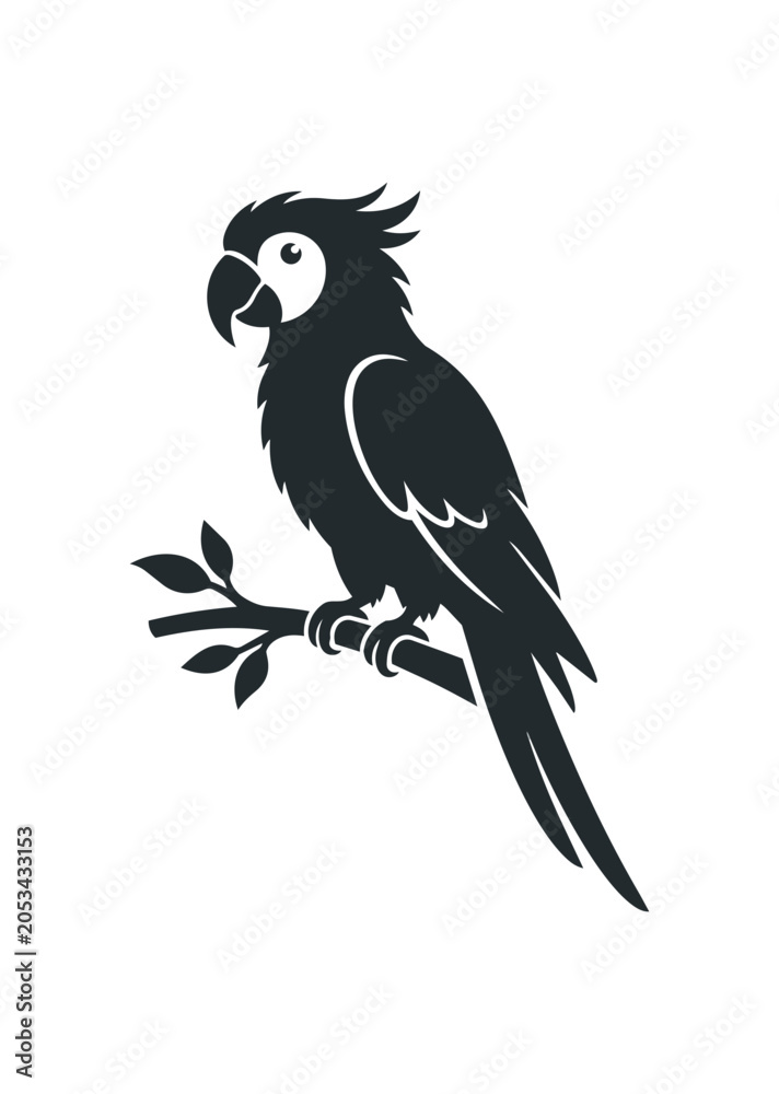Obraz premium Silhouette of a Parrot Perched on a Branch.