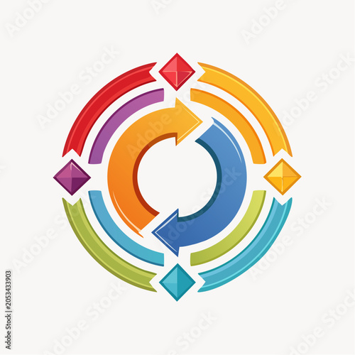Circular Flow Diagram with Arrows and Gems