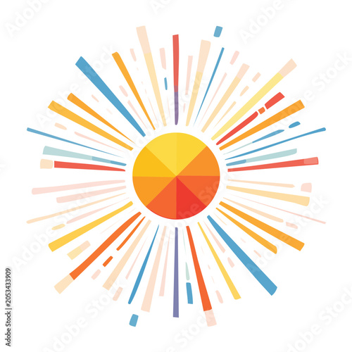 Colorful sunburst illustration with abstract rays