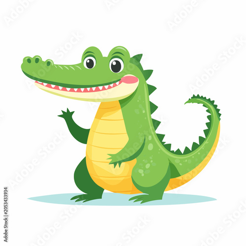 Cute Cartoon Alligator Waving