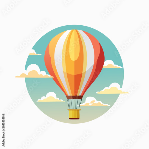 Hot Air Balloon Flying in the Sky with Clouds