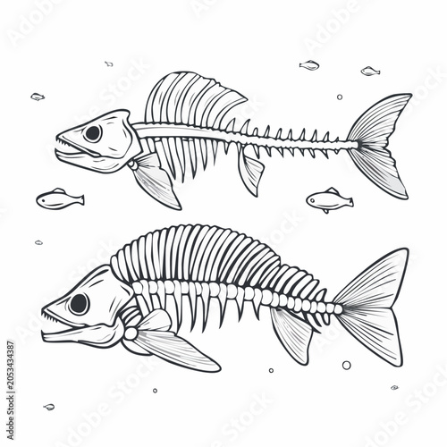 Two Fish Skeletons Illustration
