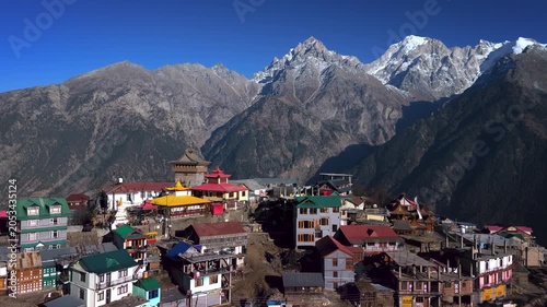 Colorful Kalpa Village Blue Sky Drone Shot
