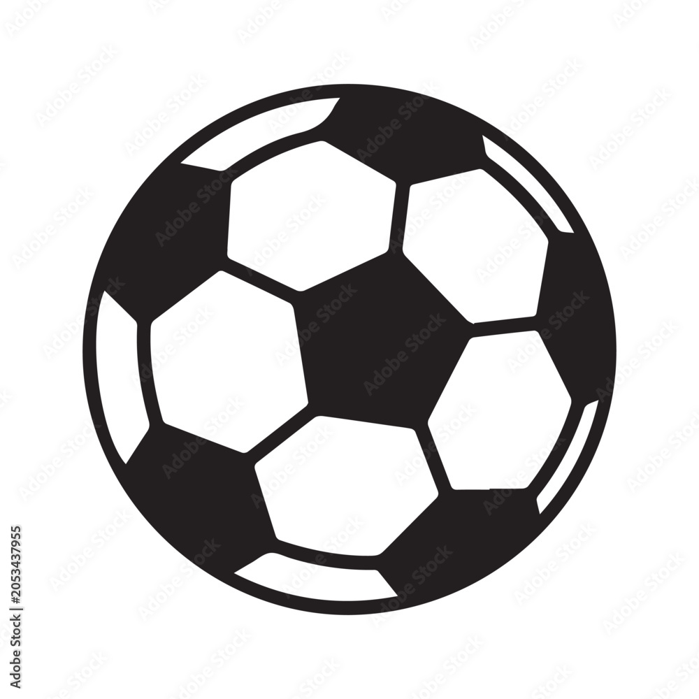 Naklejka premium Soccer football ball vector illustration isolated on white background. Minimalist flat sports icon design.