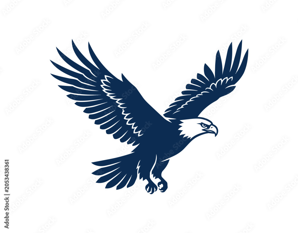 Obraz premium Majestic Dark Blue Eagle in Flight Silhouette.
