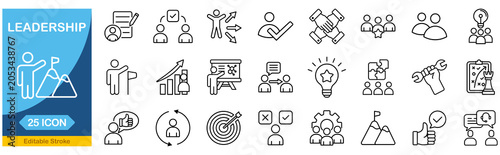 Quadro su tela Leadership icon set. Editable line icons. Vector illustration
